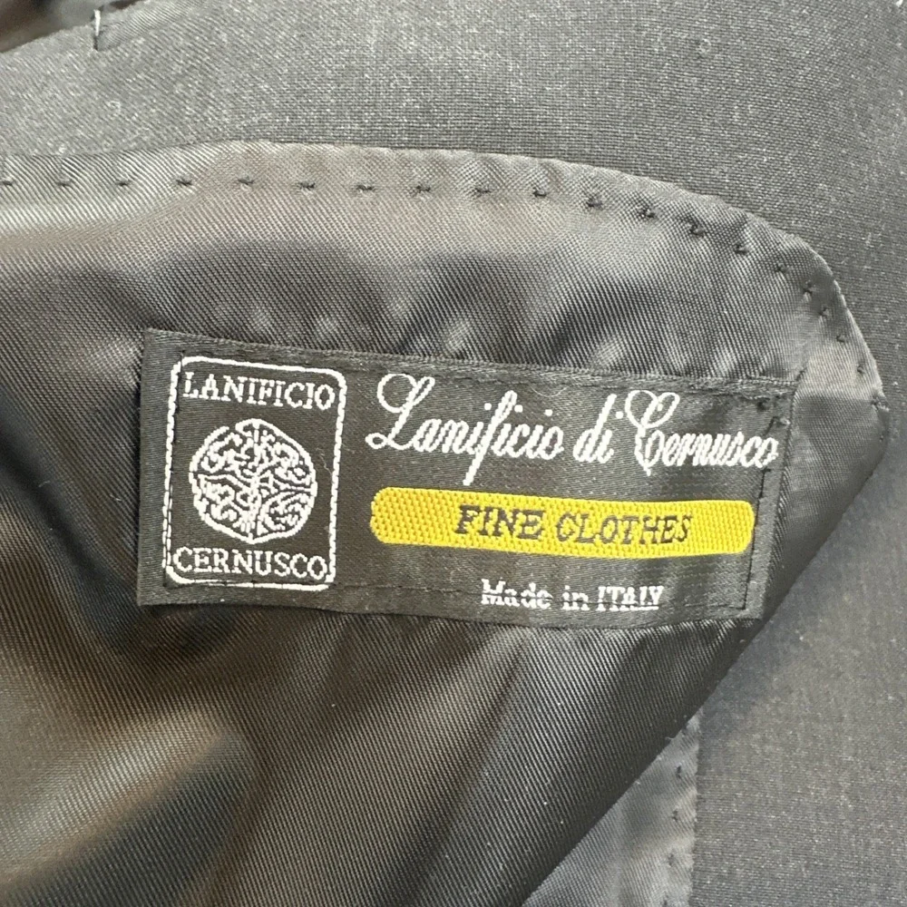 Lanificio Di Cernusco Wool Blend Blazer Men 42R Black‎ 3 Button Made in Italy